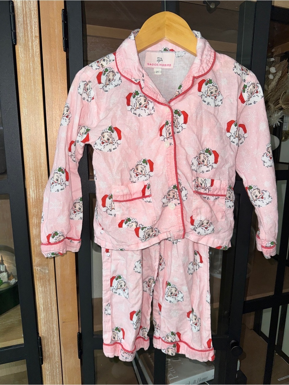 Smockingbird vintage santa set toddler girl shirt long sleeve pants Christmas